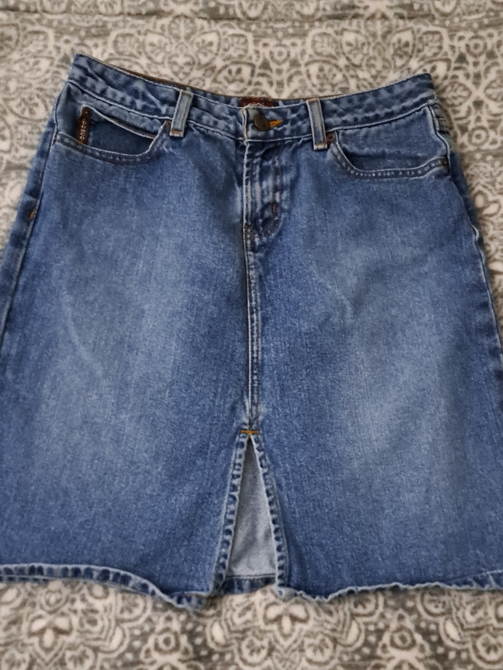 BONGO Blue Denim Skirt with Contrast Stitching
